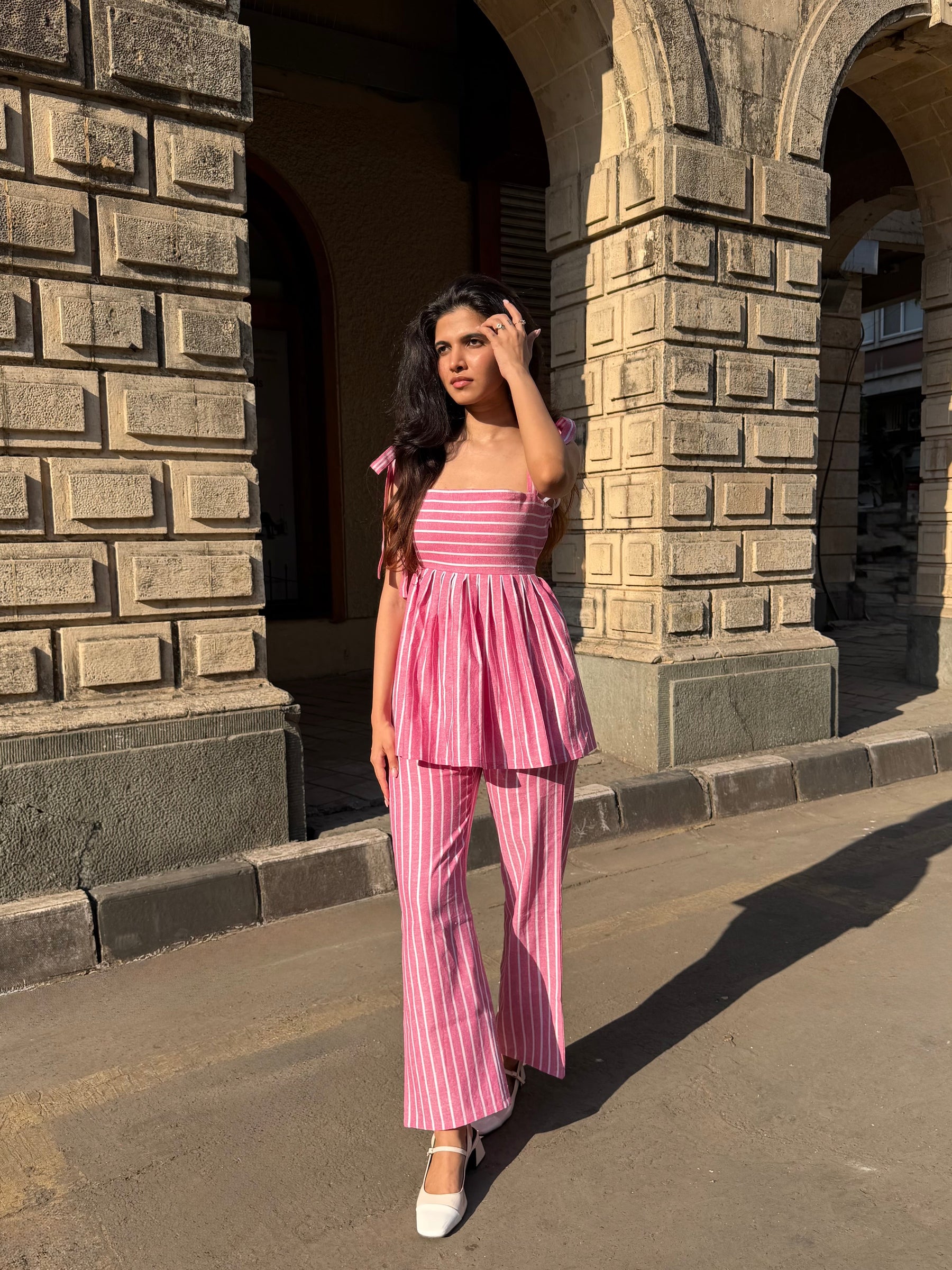 The Sundowner Stripe Pants in Petal Pink