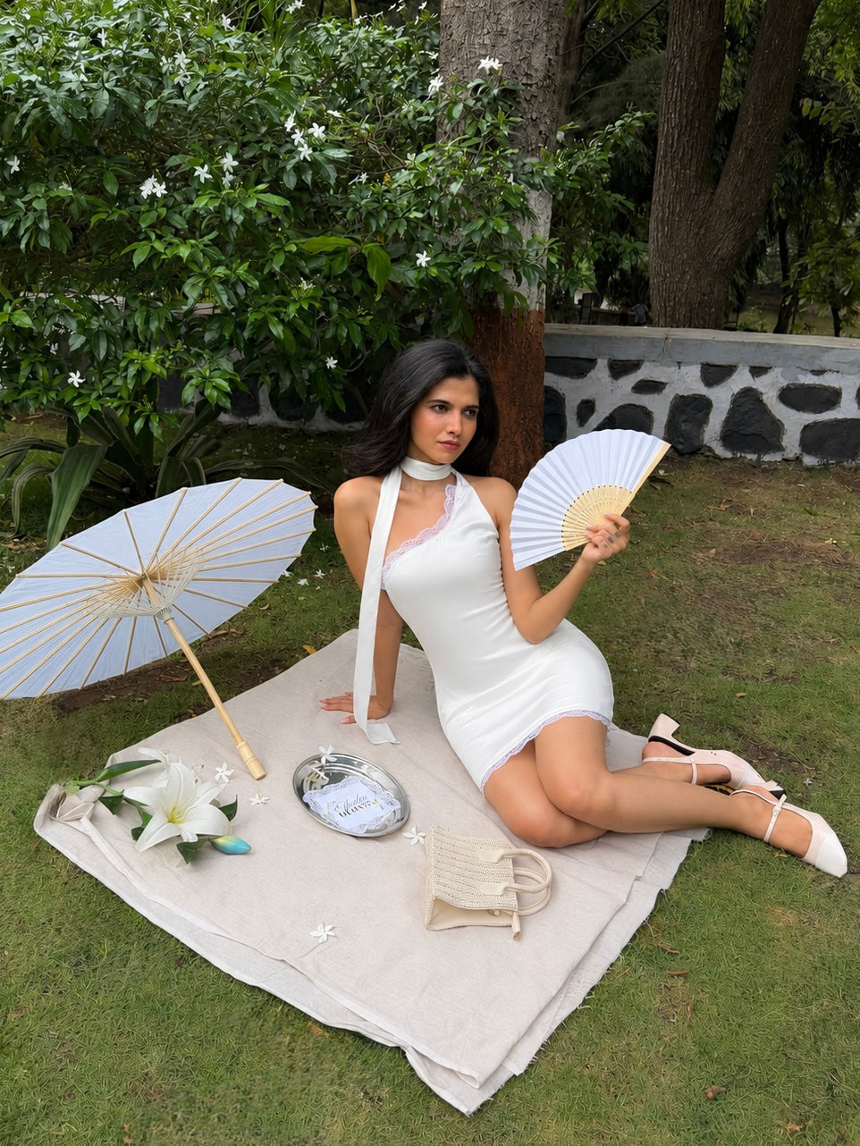 The Bloom Satin Mini - Pearl White