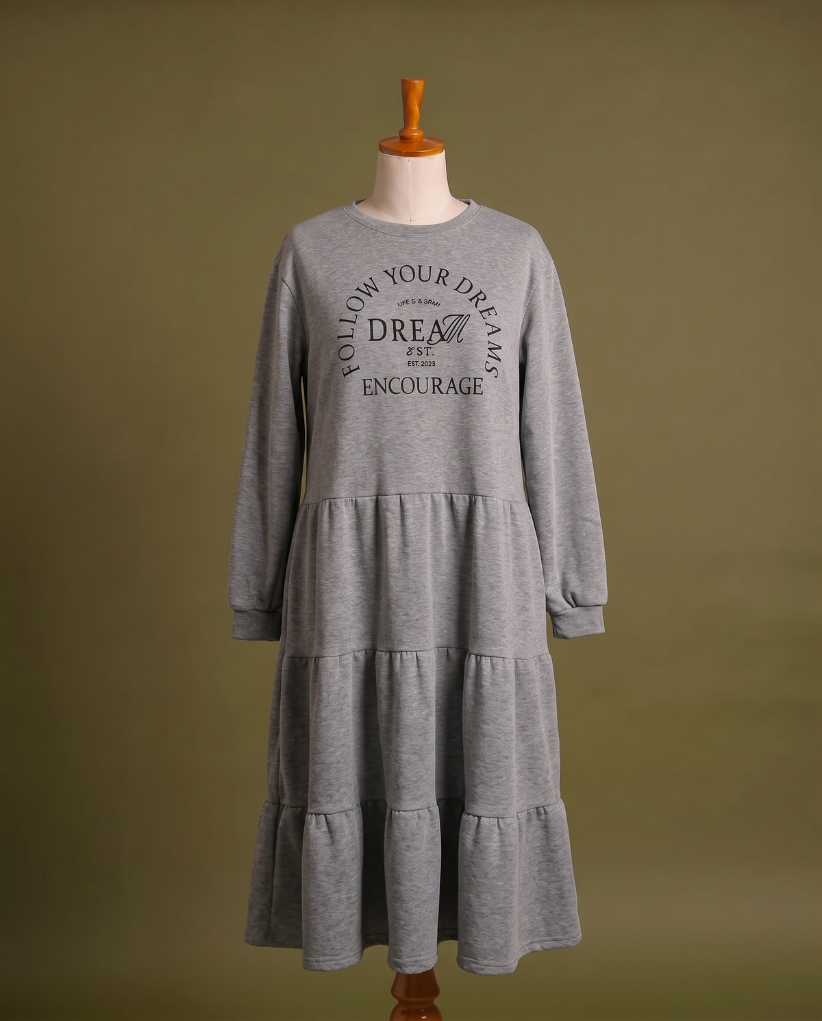 Grey Graphic Sweatshirt Dress