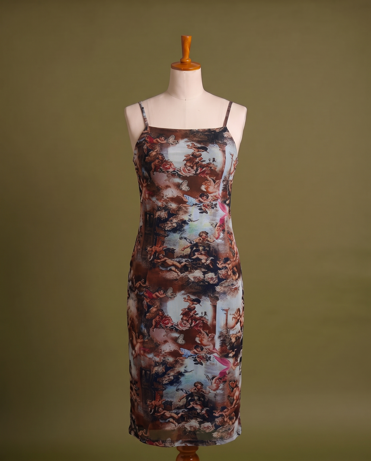 Vintage Art Print Slip Dress