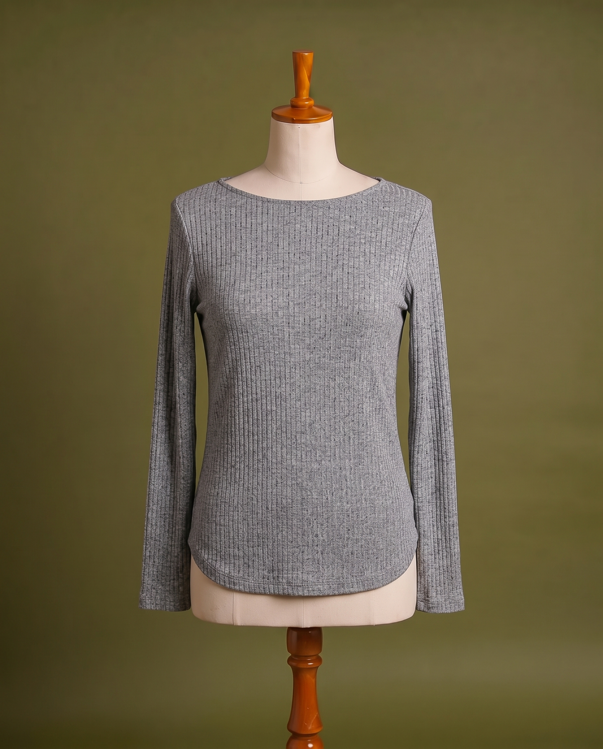 Grey Crosshatch Long Sleeve Top