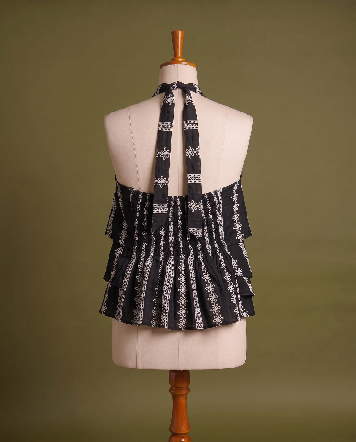 Black Embroidered Halter Top