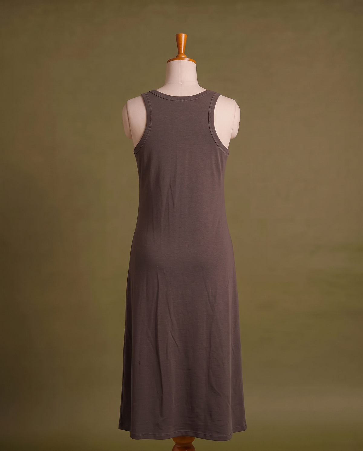 Brown Ribbed Knit Dress