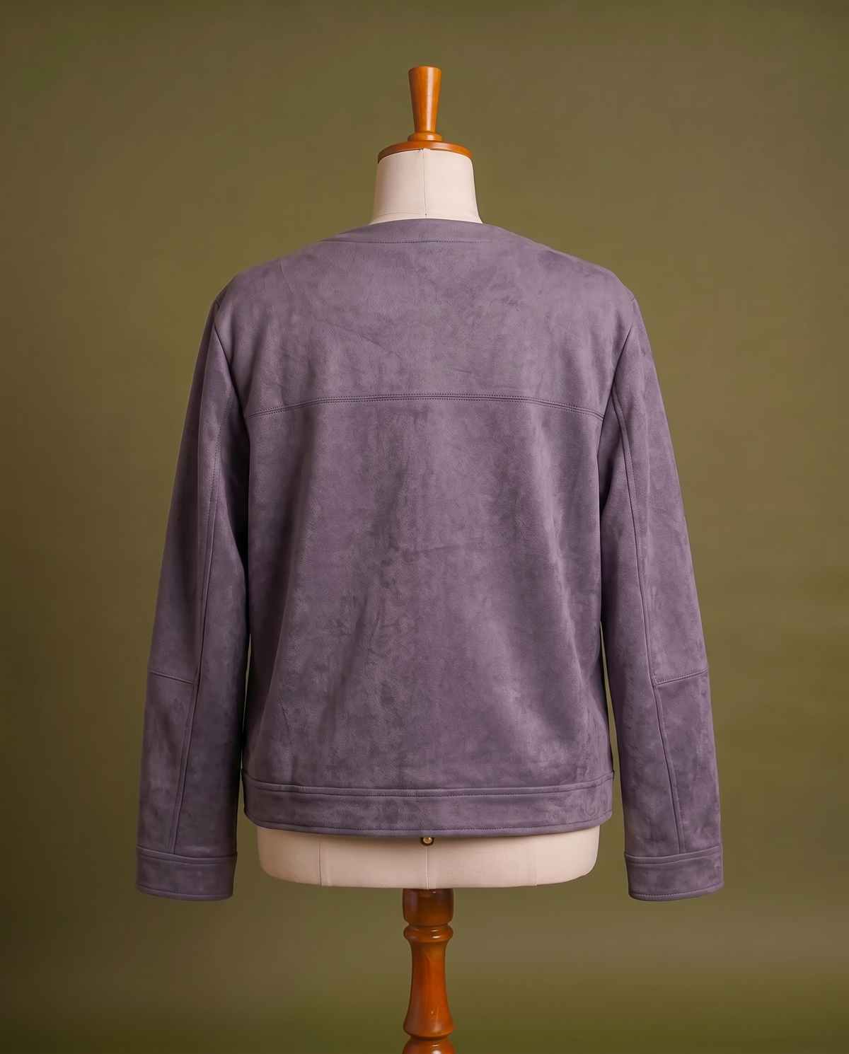 Mauve Suede Collarless Jacket