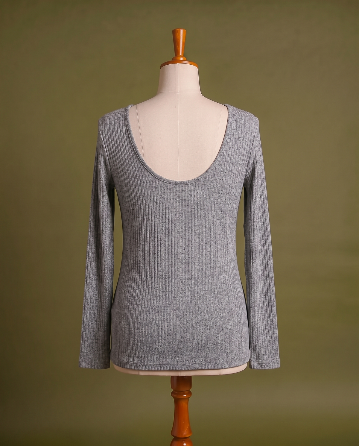 Grey Crosshatch Long Sleeve Top