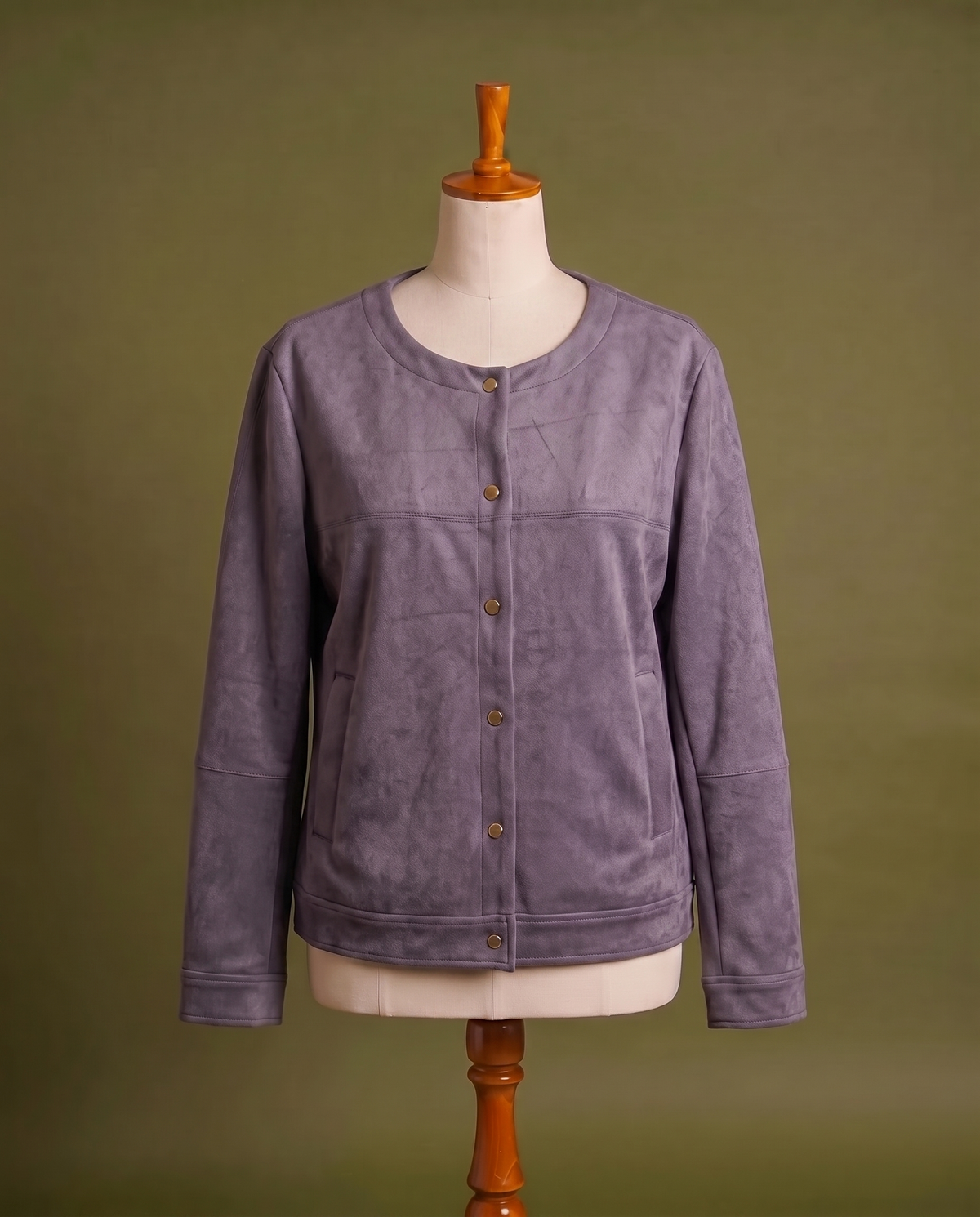 Mauve Suede Collarless Jacket