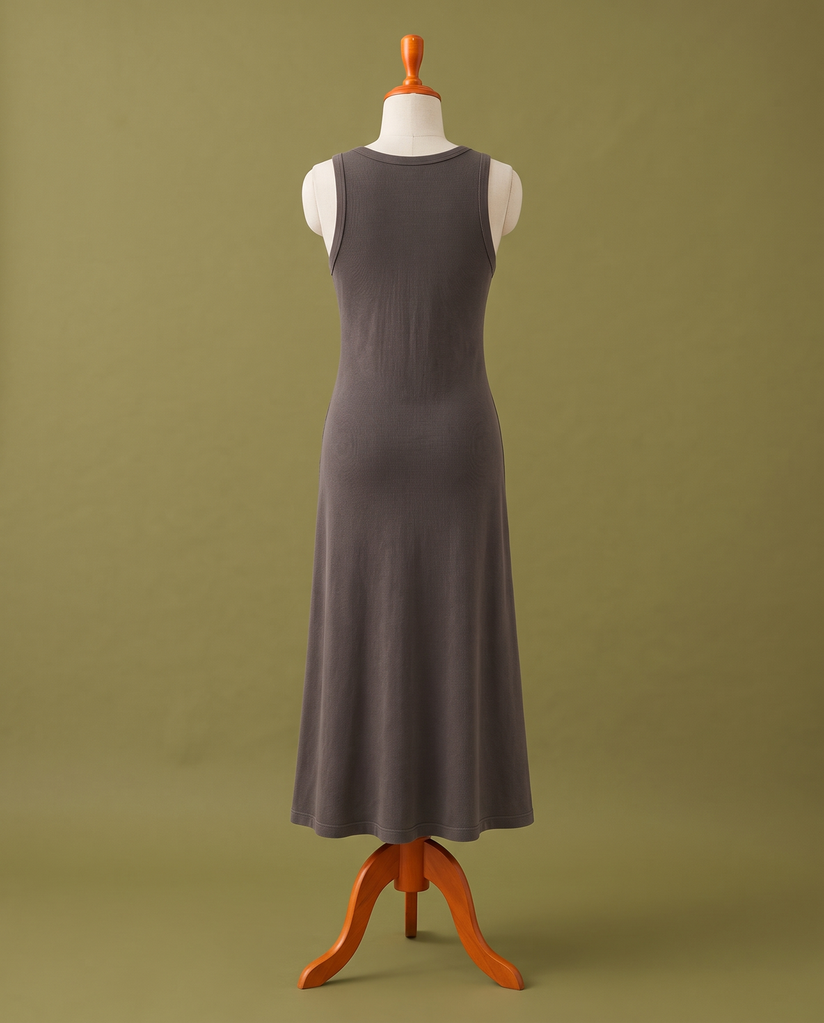 Taupe tank maxi dress, back