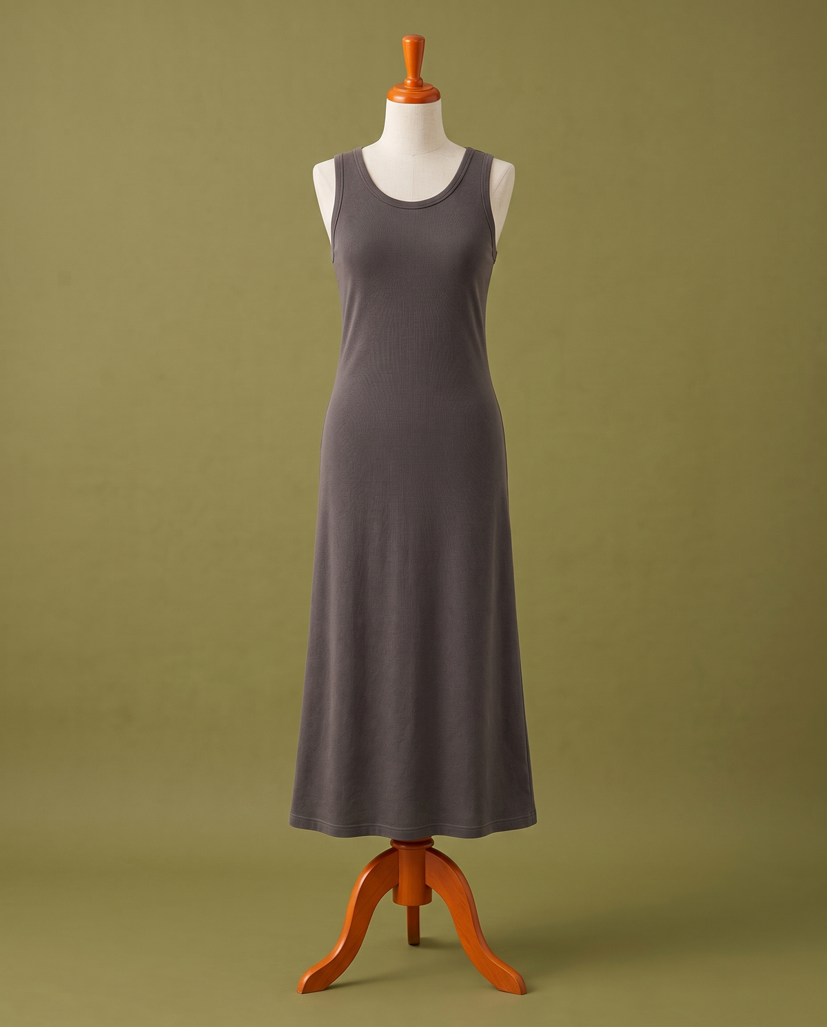 Taupe tank maxi dress, front