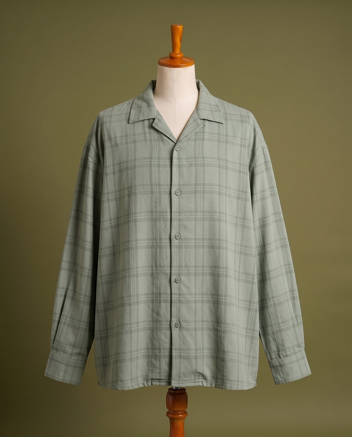 Sage check relaxed shirt, front
